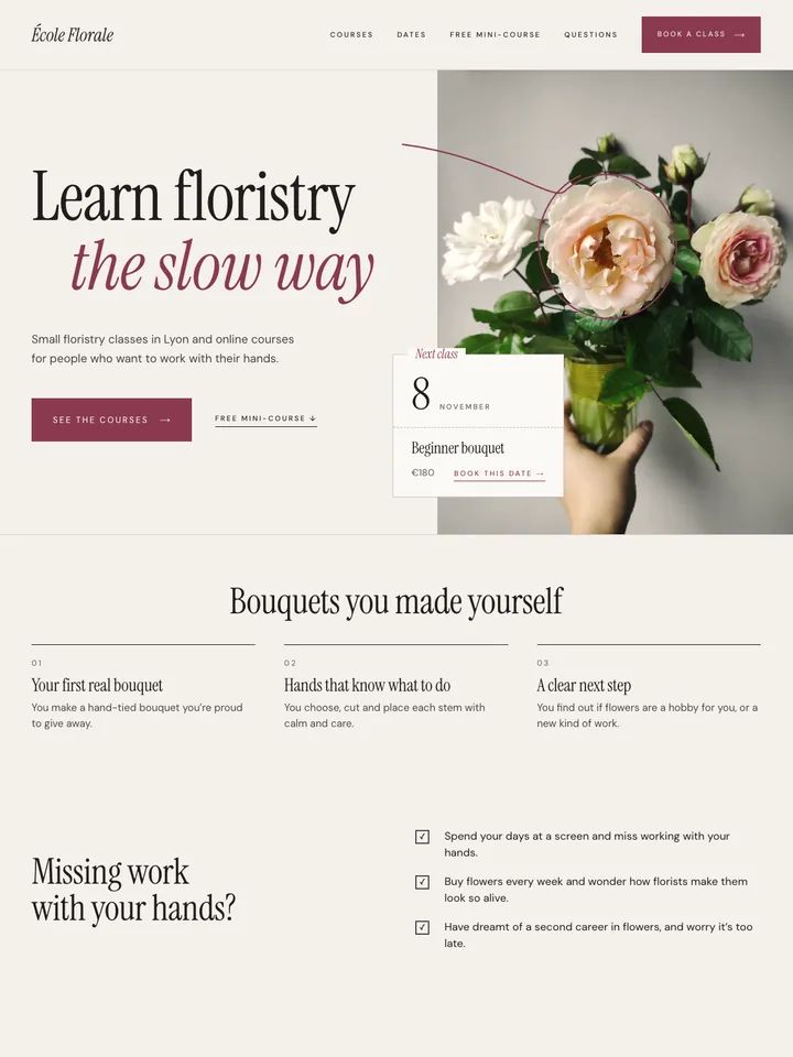 Concept website: flower school