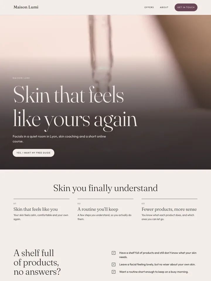 Concept website: skin studio